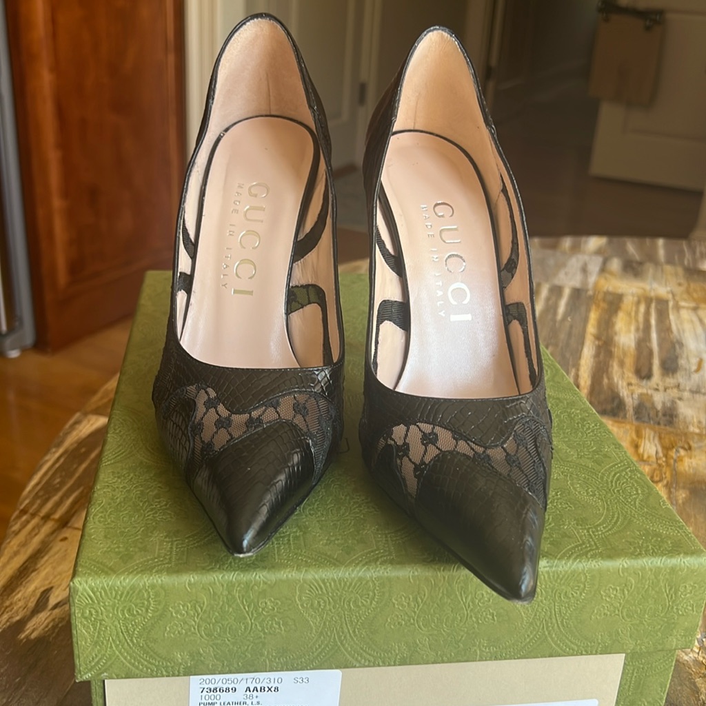 Gucci Python Calf Leather Pumps